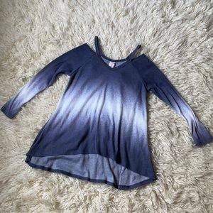 NFS - Gray Ombré Cold Shoulder Top Sz 10